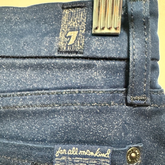 7 For All Mankind Wax Coated Skinny Jeans Blue - Picture 5 of 10